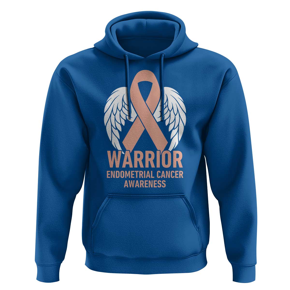 Endometrial Cancer Warrior Hoodie Peach Ribbon Angel Wings Support