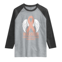 Endometrial Cancer Warrior Raglan Shirt Peach Ribbon Angel Wings Support