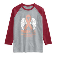 Endometrial Cancer Warrior Raglan Shirt Peach Ribbon Angel Wings Support