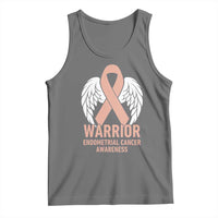 Endometrial Cancer Warrior Tank Top Peach Ribbon Angel Wings Support