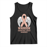 Endometrial Cancer Warrior Tank Top Peach Ribbon Angel Wings Support