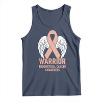 Endometrial Cancer Warrior Tank Top Peach Ribbon Angel Wings Support
