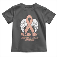 Endometrial Cancer Warrior Toddler T Shirt Peach Ribbon Angel Wings Support