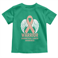 Endometrial Cancer Warrior Toddler T Shirt Peach Ribbon Angel Wings Support