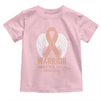 Endometrial Cancer Warrior Toddler T Shirt Peach Ribbon Angel Wings Support