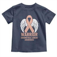 Endometrial Cancer Warrior Toddler T Shirt Peach Ribbon Angel Wings Support
