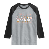 Funny Endometrial Cancer Goose Raglan Shirt Just A Strong Goose