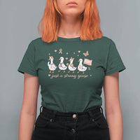Funny Endometrial Cancer Goose T Shirt For Women Just A Strong Goose