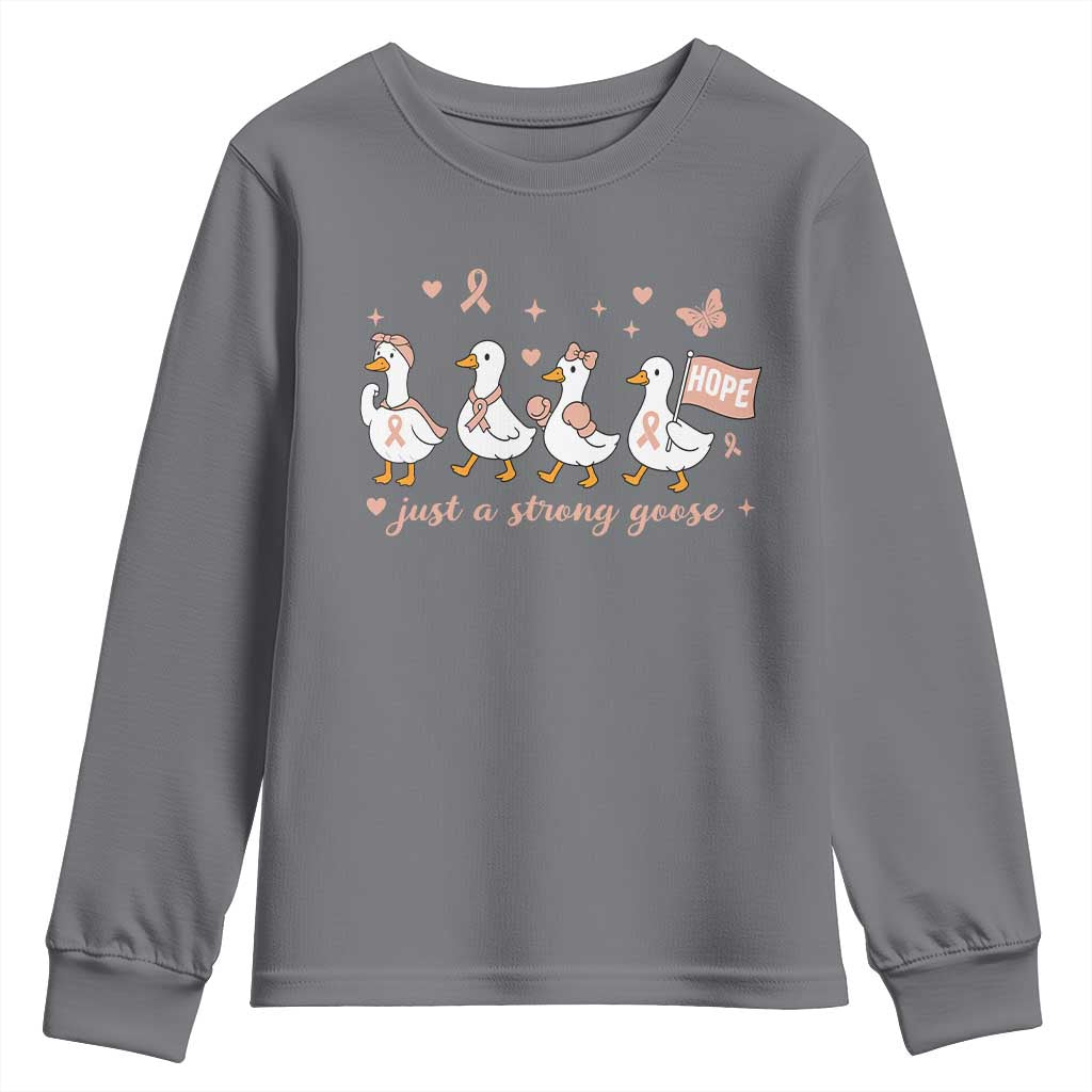 Funny Endometrial Cancer Goose Youth Sweatshirt Just A Strong Goose