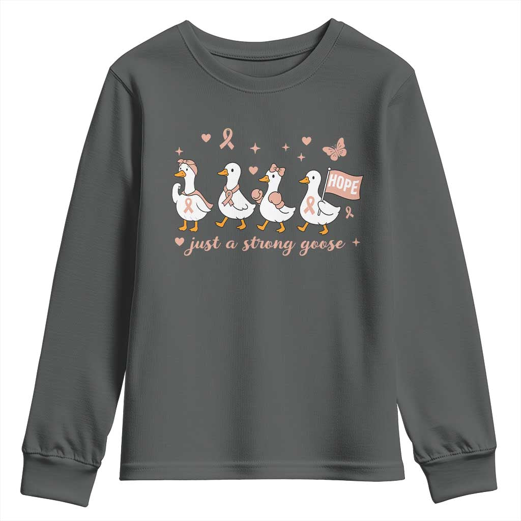 Funny Endometrial Cancer Goose Youth Sweatshirt Just A Strong Goose