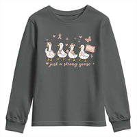 Funny Endometrial Cancer Goose Youth Sweatshirt Just A Strong Goose