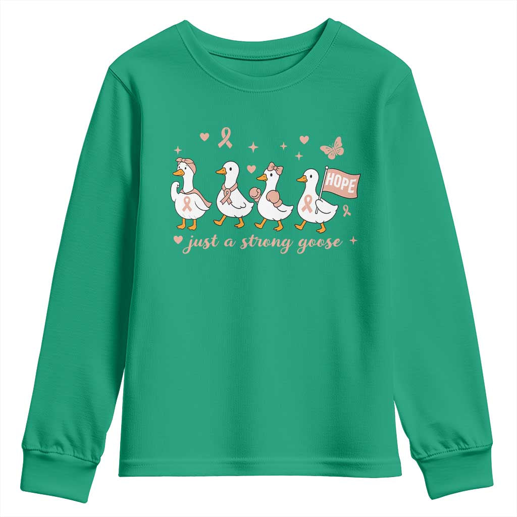 Funny Endometrial Cancer Goose Youth Sweatshirt Just A Strong Goose