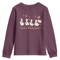Funny Endometrial Cancer Goose Youth Sweatshirt Just A Strong Goose