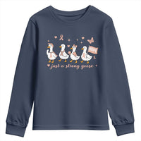 Funny Endometrial Cancer Goose Youth Sweatshirt Just A Strong Goose