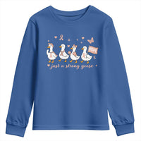 Funny Endometrial Cancer Goose Youth Sweatshirt Just A Strong Goose
