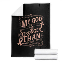 Christian Faith Peach Ribbon Throw Blanket My God Is Stronger Than Endometrial Cancer