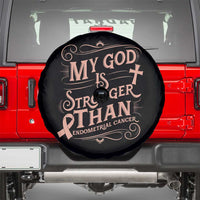 Christian Faith Peach Ribbon Spare Tire Cover My God Is Stronger Than Endometrial Cancer