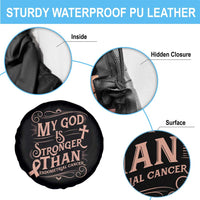 Christian Faith Peach Ribbon Spare Tire Cover My God Is Stronger Than Endometrial Cancer