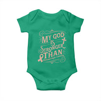 Christian Faith Peach Ribbon Baby Onesie My God Is Stronger Than Endometrial Cancer
