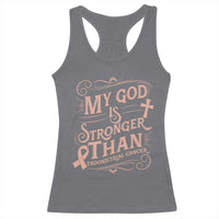 Christian Faith Peach Ribbon Racerback Tank Top My God Is Stronger Than Endometrial Cancer