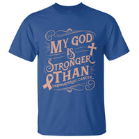 Christian Faith Peach Ribbon T Shirt My God Is Stronger Than Endometrial Cancer