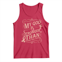 Christian Faith Peach Ribbon Tank Top My God Is Stronger Than Endometrial Cancer