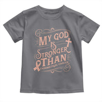 Christian Faith Peach Ribbon Toddler T Shirt My God Is Stronger Than Endometrial Cancer