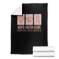 Endometrial Cancer Awareness Throw Blanket Hope Faith Cure Peach Ribbon