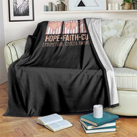 Endometrial Cancer Awareness Throw Blanket Hope Faith Cure Peach Ribbon