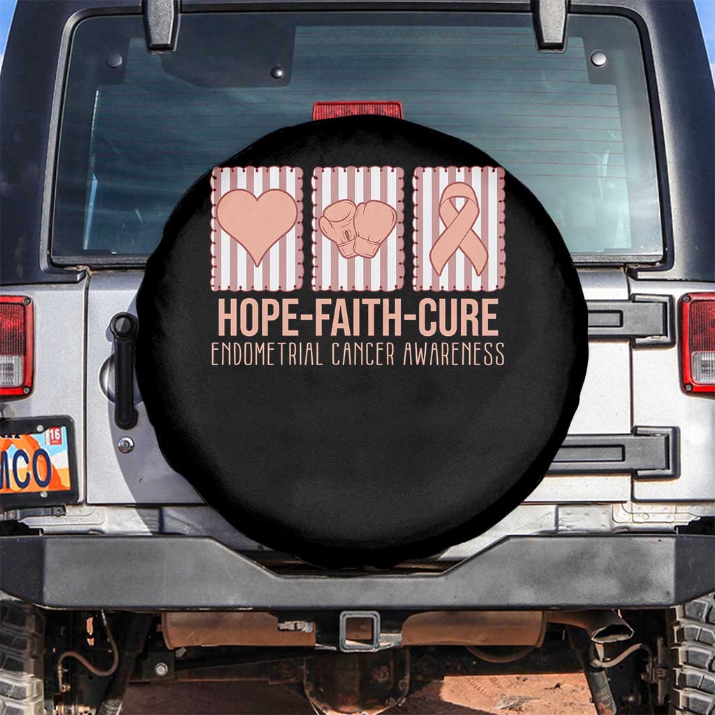 Endometrial Cancer Awareness Spare Tire Cover Hope Faith Cure Peach Ribbon