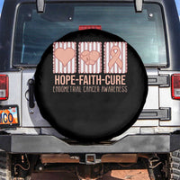 Endometrial Cancer Awareness Spare Tire Cover Hope Faith Cure Peach Ribbon