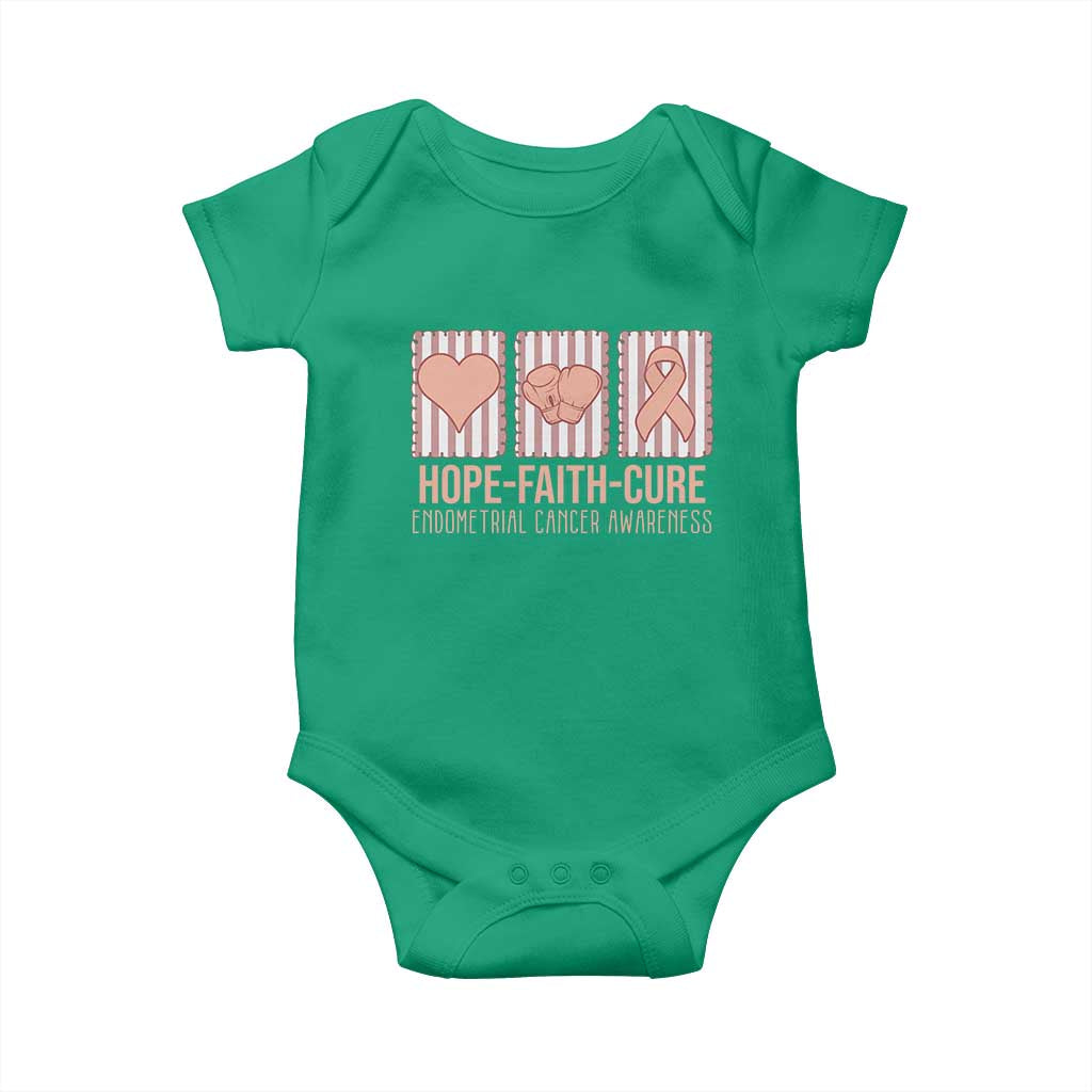 Endometrial Cancer Awareness Baby Onesie Hope Faith Cure Peach Ribbon