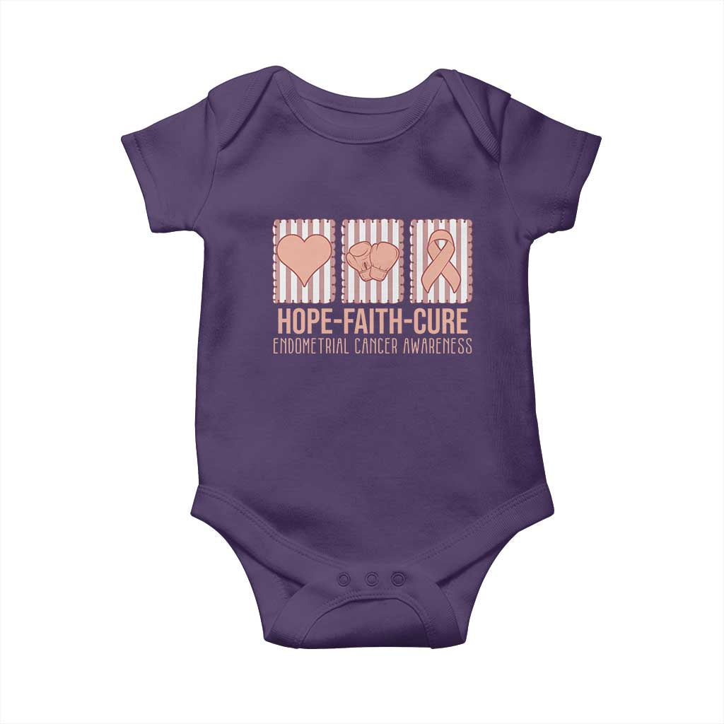 Endometrial Cancer Awareness Baby Onesie Hope Faith Cure Peach Ribbon