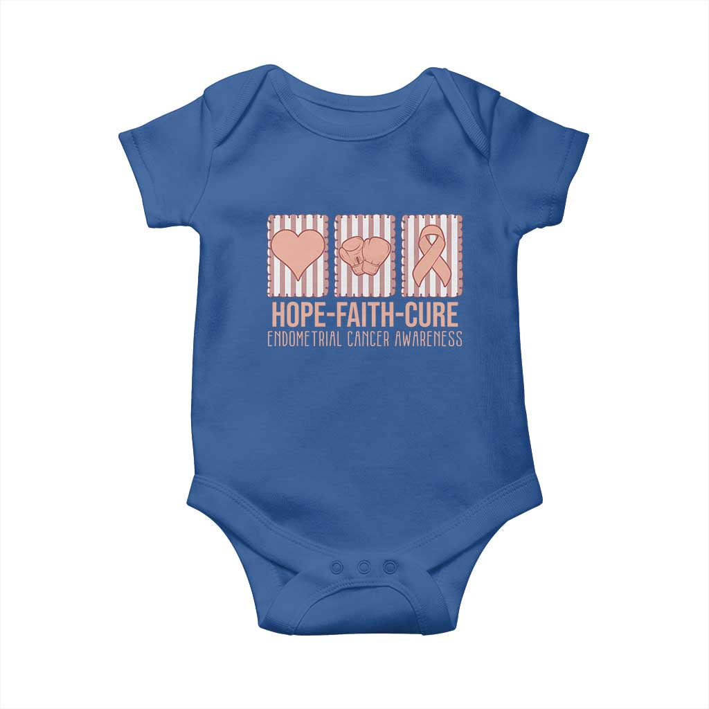 Endometrial Cancer Awareness Baby Onesie Hope Faith Cure Peach Ribbon