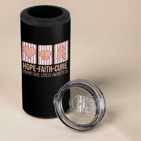 Endometrial Cancer Awareness 4 in 1 Can Cooler Tumbler Hope Faith Cure Peach Ribbon