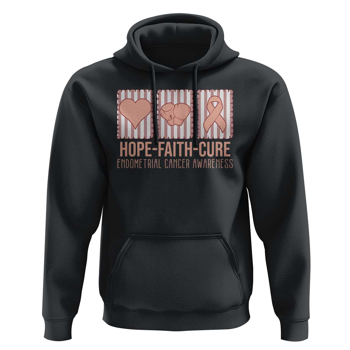 Endometrial Cancer Awareness Hoodie Hope Faith Cure Peach Ribbon