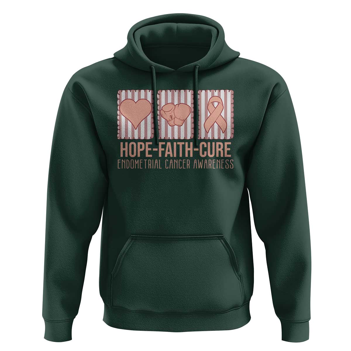 Endometrial Cancer Awareness Hoodie Hope Faith Cure Peach Ribbon