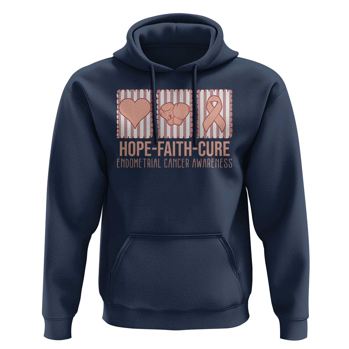 Endometrial Cancer Awareness Hoodie Hope Faith Cure Peach Ribbon