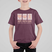 Endometrial Cancer Awareness T Shirt For Kid Hope Faith Cure Peach Ribbon