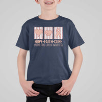 Endometrial Cancer Awareness T Shirt For Kid Hope Faith Cure Peach Ribbon