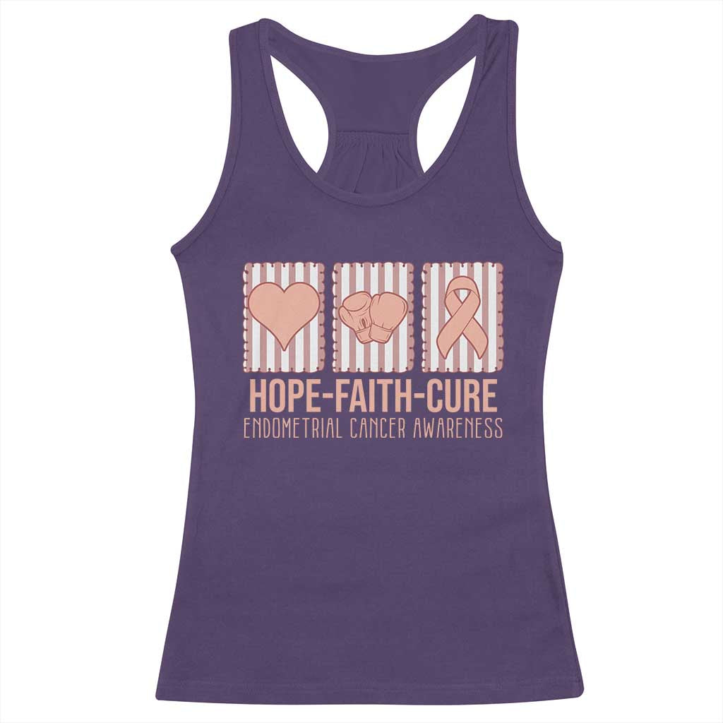 Endometrial Cancer Awareness Racerback Tank Top Hope Faith Cure Peach Ribbon