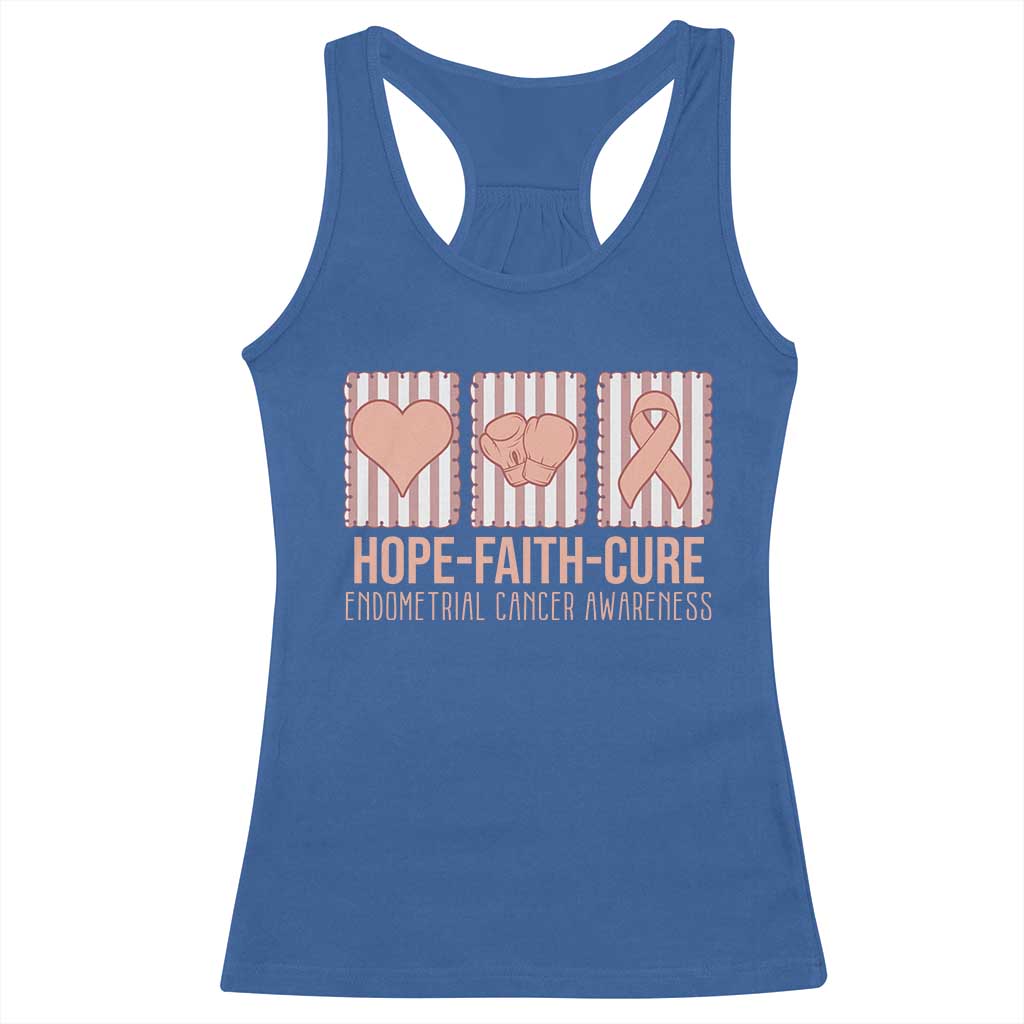 Endometrial Cancer Awareness Racerback Tank Top Hope Faith Cure Peach Ribbon