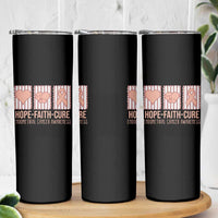 Endometrial Cancer Awareness Skinny Tumbler Hope Faith Cure Peach Ribbon