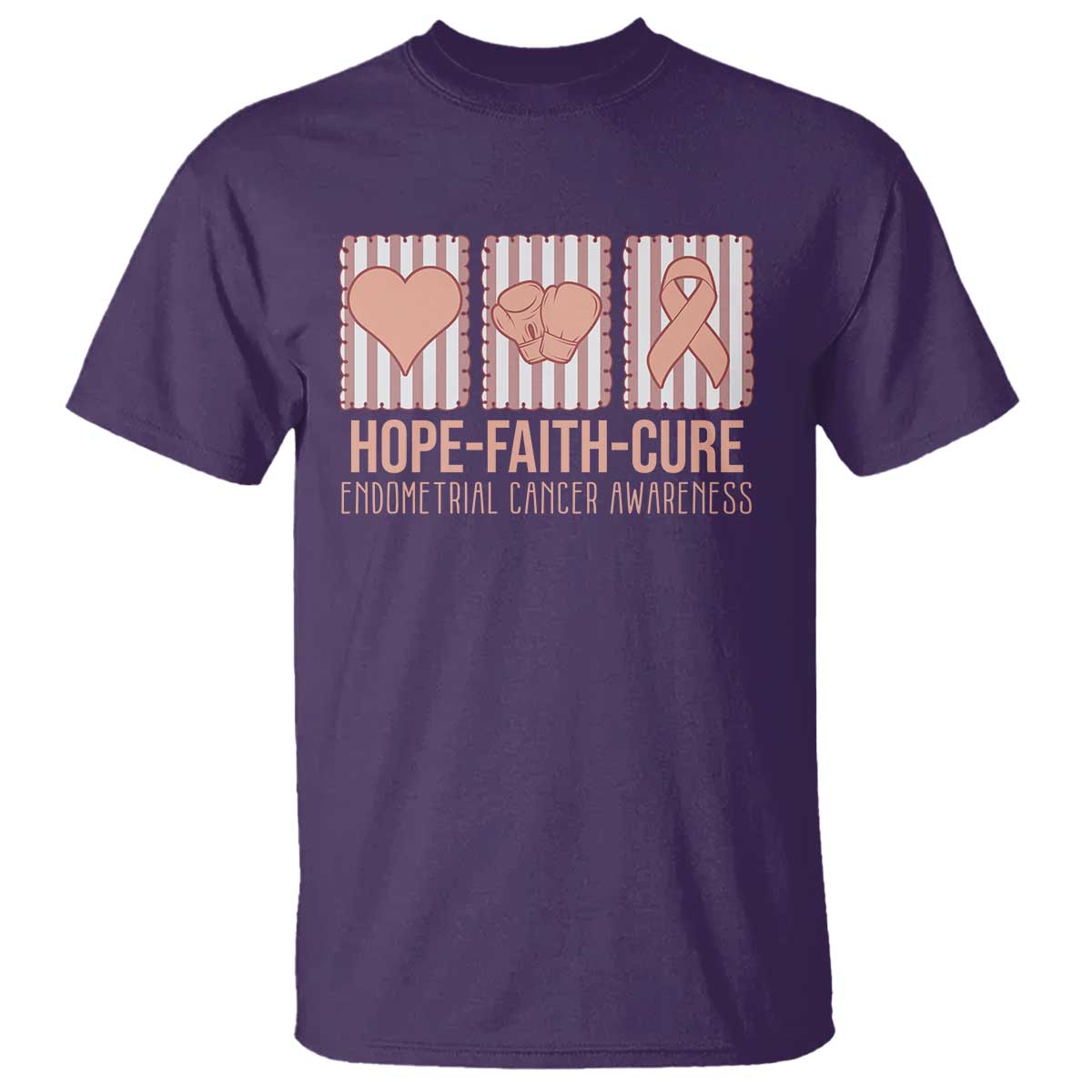 Endometrial Cancer Awareness T Shirt Hope Faith Cure Peach Ribbon