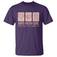 Endometrial Cancer Awareness T Shirt Hope Faith Cure Peach Ribbon