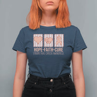 Endometrial Cancer Awareness T Shirt For Women Hope Faith Cure Peach Ribbon
