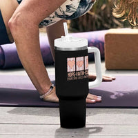 Endometrial Cancer Awareness Tumbler With Handle Hope Faith Cure Peach Ribbon