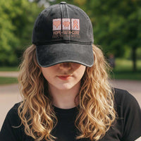 Endometrial Cancer Awareness Washed Cotton Baseball Cap Hope Faith Cure Peach Ribbon