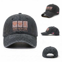 Endometrial Cancer Awareness Washed Cotton Baseball Cap Hope Faith Cure Peach Ribbon