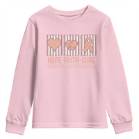 Endometrial Cancer Awareness Youth Sweatshirt Hope Faith Cure Peach Ribbon